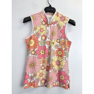 Smith & Quinn 1/4 Zip Sleeveless Athletic Top Floral Womens XS Golf Shirt